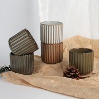 Nouvelle tasse à thé en céramique artisanale de style japonais à rayures verticales, petite tasse à thé asiatique, tasses à café sans poignée
