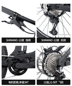 Bicicleta Eléctrica de Montaña Serie Cyctrac, Cuadro de Fibra de Carbono, Batería de Litio de 36V 720Wh, Motor Central de 250W 85Nm, 12 Velocidades, Impermeable - Product Image 4