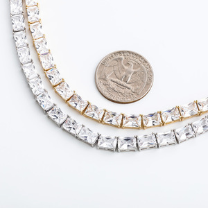 สร้อยข้อมือสี่เหลี่ยมแบบยุโรปอเมริกัน สร้อยคอฮิปฮอป สร้อยเทนนิส ดีไซน์เฉพาะตัวสำหรับทุกเพศ - Product Image 2