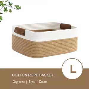नवीनतम डिजाइन किए गए भंडारण कपड़े टोकरी कपास रस्सी की टोकरी के साथ कपास रस्सी बुना हुई टोकरी के साथ कपड़े धोने की टोकरी - Product Image 4