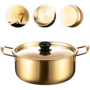 Grande marmite à ramen classique en acier inoxydable avec couvercle, ustensile de cuisine pour soupes de nouilles instantanées, idéal pour une utilisation en cuisine. - Product Image 2