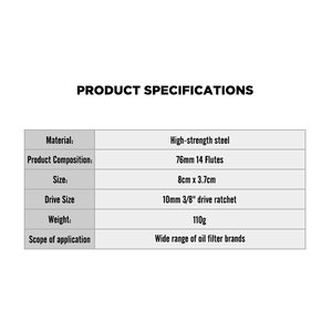 <b>Oil</b> <b>Filter</b> Cap <b>Wrench</b> 76mm 14 Flute Steel <b>Oil</b> <b>Filter</b> Cap Removal Tool - Product Image 3