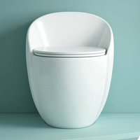 WC monobloc moderne en céramique sans bride, à double chasse, cuvette allongée, avec évacuation en S, à poser au sol, pour salles de bain de villas