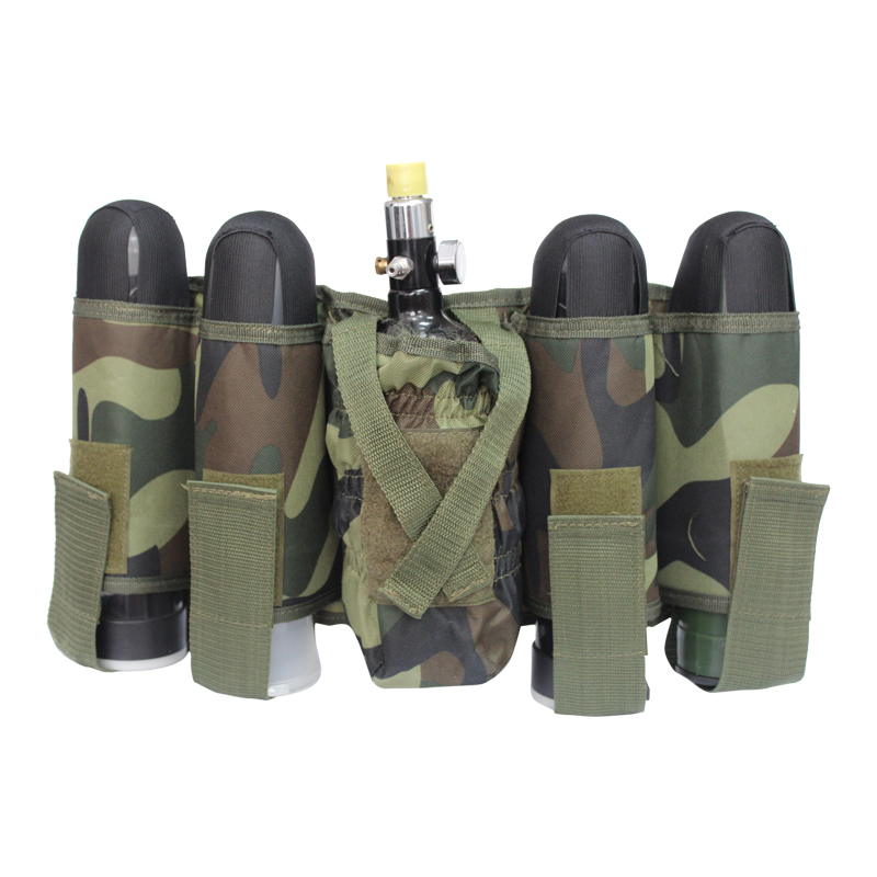 Paintball 4 + 1 Harness Pod & Tank Halter Schwarz, Holz Camo und Digi Camo