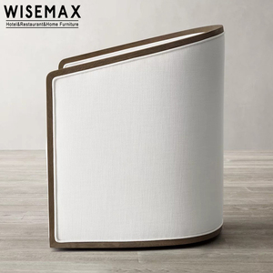 WISEMAX mobili classici mobili viventi contemporanea in legno di fumo di quercia tondeggiante sedia in tessuto a botte poltrona imbottita - Product Image 5
