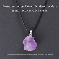 Collier pendentif en améthyste naturelle authentique, irrégulière et brute, avec cordon en cire noire, bijoux en cristal brut, vente en gros