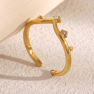 Anillo de Acero Inoxidable Chapado en Oro de 18k con Corona de Espinas de Circonio Gótico de Dos Dedos, Elegante y Vintage, para Regalo de Boda - Product Image 4