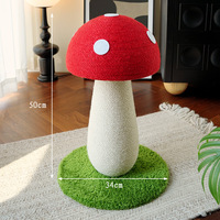 Tour griffoir pour chat en forme de champignon mignon, avec corde en sisal naturel, poteau d'escalade et perchoir, base stable, pour chatons et chats adultes d'intérieur