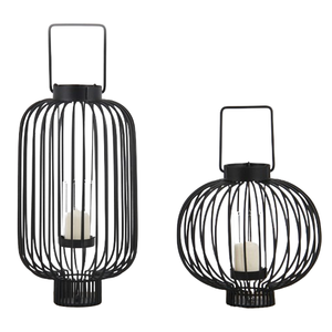 Linternas de mesa de cena hechas a mano de Metal negro moderno Luces de velas de Navidad ecológicas Candelabros de madera Frascos para el hogar - Product Image 2