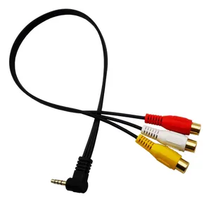 Chapado en oro 3,5 MM Mini estéreo M a 3RCA Audio Video F Cable adaptador 0,5 M