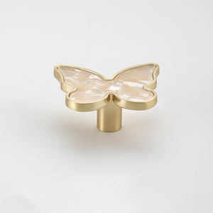 Poignée de meuble Qiansi HK0518 en alliage de zinc, bouton papillon, coquille blanche, pour armoire de cuisine, commode, poignée de porte moderne - Product Image 2