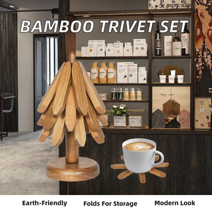 3-Piece Classic Eco-Friendly Bamboo <b>Trivet</b> Set Collapsible Insulation Pads Coaster Bracket Tree-Shaped Hot Dishes <b>Stand</b> - Product Image 2