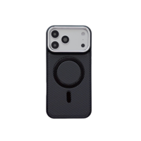 Coque de téléphone antichoc en TPU+PC avec anneau magnétique en cuir noir de luxe pour 16 Pro Max avec boîte cadeau