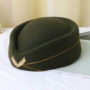 Béret d'uniforme d'hôtesse de l'air 100% laine, haute qualité, OEM, bleu, pour femme, toutes saisons, idéal pour la plage et le sport - Product Image 5
