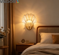 Lámpara de Pared de Cristal Estilo Francés de Lujo Ligero WL38110, Iluminación Sencilla Nórdica para Sala de Estar y Dormitorio