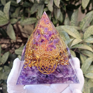 Amethyst <b>Crystal</b> <b>Tree</b> Pyramid Resin Epoxy Craft Home Decoration Desktop Ornament Gift - Product Image 3