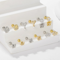 Boucles d'oreilles clous ZUOLA plaquées or, hypoallergéniques, avec motif spirale, étoile et papillon, imitation perle, pour usage quotidien