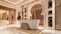 Aménagement intérieur de magasin de cosmétiques de luxe sur mesure, présentoir à parfums, comptoir îlot, mobilier de magasin de détail