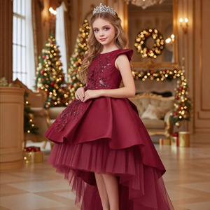 <span class=keywords><strong>Robe</strong></span> de mariée style occidental pour fille, élégante <span class=keywords><strong>robe</strong></span> à col rond pour bébés filles, robes perlées pour enfants de 10 ans - Product Image 3