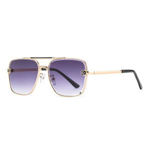 Nouvelles lunettes de soleil métalliques à double pont unisexe, protection UV400, monture carrée, type 3, pour la conduite et l'extérieur - Product Image 4