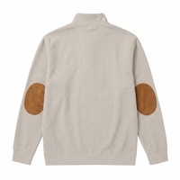 Pull à col zippé côtelé pour homme, style Old Money, coupe ajustée, avec empiècements aux coudes, personnalisable OEM, marque privée, 2026