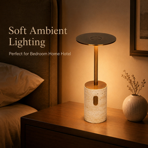Rechargeable Cordless Natural Stone Table Lamp Modern Touch Control Travertine <b>Night</b> <b>Light</b> for Restaurant & Bar Marble Lamp - Product Image 4