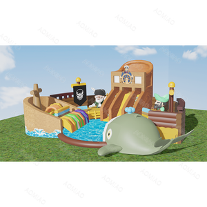 Parque Acuático Inflable con Tobogán y Temática Pirata para Alquilar, Ideal para Jardín - Product Image 2