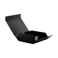 Boîte cadeau pliable en carton rigide noir mat de luxe avec logo personnalisé de qualité supérieure, fermeture magnétique, vide