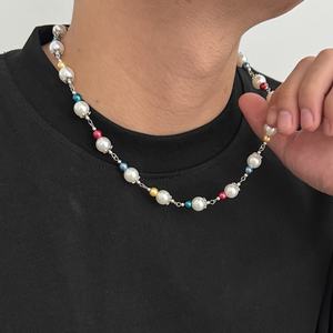 Y2K Multi Color CCB Imitated Pearl Beaded Necklaces for <strong>Men</strong> Trendy Male Clavicle Chains <strong>Accessories</strong> on Neck <strong>Fashion</strong> Jewelry Gift - Product Image 2