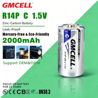Pile sèche au zinc-carbone GMCELL taille C SUM2 R14P 1,5 V, haute performance, tension stable, pour usage domestique, jetable