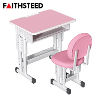 Ensemble de bureau et chaise pour étudiants, rose, réglable en hauteur, rembourré, mobilier de classe moderne, table d'étude scolaire pour enfants, vente en gros