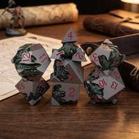 Jeu de dés en métal en alliage de zinc, 7 pièces, motif dragon, emballage en boîte en étain, jeu de table RPG, cadeau dans un emballage en boîte en étain