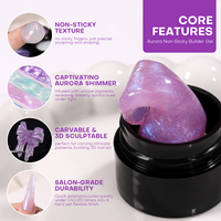 Gel de construction solide Aurora pour ongles, marque privée, gel non collant pour les mains, gel d'extension pour ongles, sans HEMA, sans TPO, conception de logo gratuite, OEM