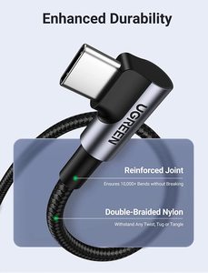 <span class=keywords><strong>UGREEN</strong></span> Cable <span class=keywords><strong>USB</strong></span> C de 100W, Cable de carga tipo C de 90 grados, trenzado de nailon, diseño de ángulo recto mejorado, Cable de longitud perfecta de 3,3 pies - Product Image 5