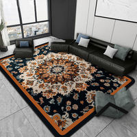 Tapis et carpettes noirs et bleus pour salon, grand tapis persan vintage imprimé, moelleux et lavable, tapis de chambre à coucher