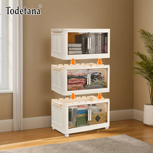 ตู้เก็บของพลาสติกพับได้4/5ชั้น1/2/3/มีล้อสำหรับห้องแต่งตัวห้องนอนห้องครัวการจัดระเบียบ - Product Image 3