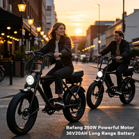 Vélo électrique rétro pour adultes, style cyclomoteur, 36V 250W, moteur Bafang à moyeu arrière, écran LCD, batterie 20AH, pneus larges 20"x4, vélo électrique urbain