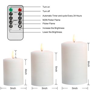 Thiết Lập Của 3 Trang Trí Đám Cưới Pin Hoạt Động Nến Với Điều Khiển Từ Xa Bất Sáp Điện Flameless Nến LED Giáng Sinh Ánh Sáng - Product Image 4