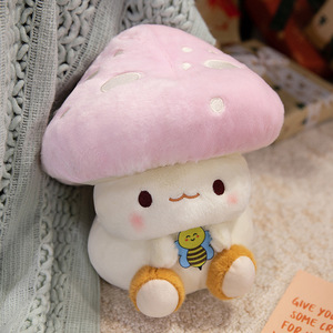Peluche a forma di fungo, simpatico giocattolo di peluche super morbido e rilassante, ispirato alle api dei cartoni animati con testa a fungo. - Product Image 4