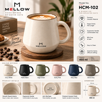 Mug à café rustique OEM 450 ml 15 oz en céramique multicolore marbrée ivoire avec poignée ergonomique sans BPA pour bar à café