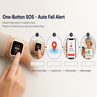 Montre connectée d'alerte médicale EV06 pour seniors avec GPS 4G, bouton SOS, détection de chute, moniteur de fréquence cardiaque et SpO2