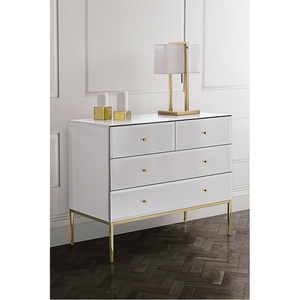 Commode contemporaine en verre <span class=keywords><strong>blanc</strong></span> biseauté trempé et chrome, tables consoles pour le salon, le <span class=keywords><strong>couloir</strong></span>, décoration intérieure - Product Image 1