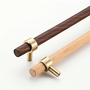 Poignées en laiton et bois de noyer/hêtre – Longues poignées de style japonais pour armoires, tiroirs, placards et quincaillerie de cuisine – Durables et faciles à installer - Product Image 6