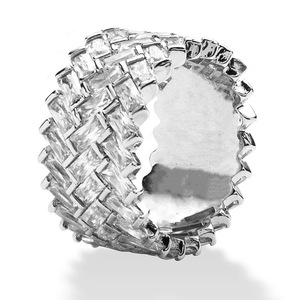 Anello a Mezza Fascia a Forma di T con Zirconi per Donne, Placcato in Ottone, Gioiello Elegante e alla Moda, Idea Regalo - Product Image 2