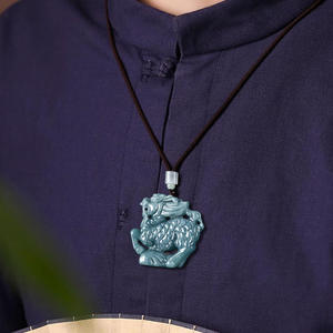 Pendentif Kylin en jadéite naturelle bleu eau, style chinois, design original, cadeau avec certificat d'évaluation DW101 - Product Image 4
