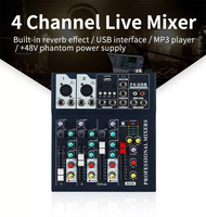 Mixeur Audio professionnel à 4 canaux, avec Console de mixage DJ USB et Microphone numérique pour le karaoké à domicile, ls8f4
