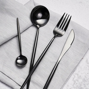 Ensemble de couverts en acier inoxydable 304, finition miroir, or rose, argent, noir, design moderne pour la table à manger - Product Image 4