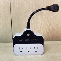Prise de courant à rallonge courte avec 3 prises secteur et 2 ports de charge USB-C PD65W
