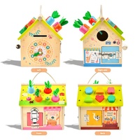 Cube d'activités Montessori pour enfants, jouet multifonctionnel en bois, boîte à pièces, trieur de formes, tire-carotte, attrape-insectes, éducation précoce