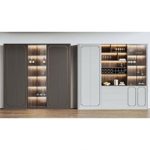 Mueble de Madera y Vidrio de 5 Niveles para Vino, Mueble de Bar de 2 Secciones con Almacenamiento para Vino, Aparador Alto - Product Image 3